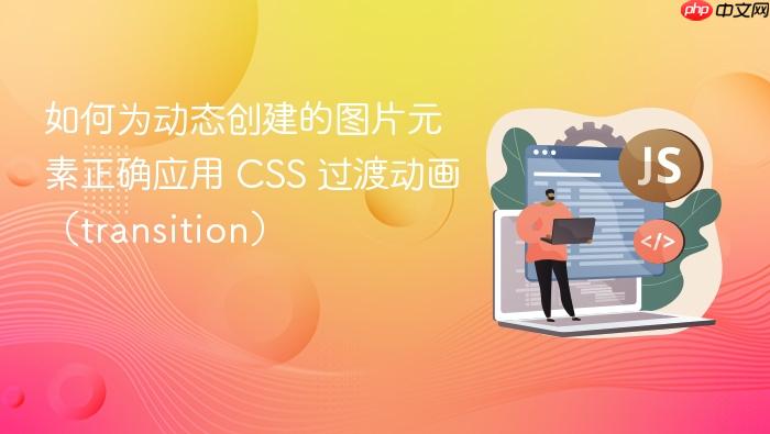 如何为动态创建的图片元素正确应用 CSS 过渡动画(transition)