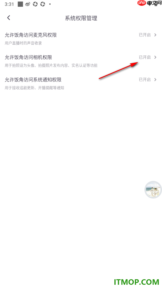 饭角手机版设置允许饭角访问相机权限的方法