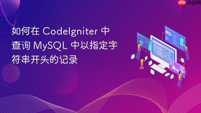如何在 CodeIgniter 中查询 MySQL 中以指定字符串开头的记录