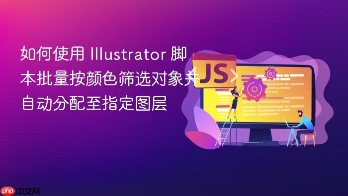 如何使用 Illustrator 脚本批量按颜色筛选对象并自动分配至指定图层