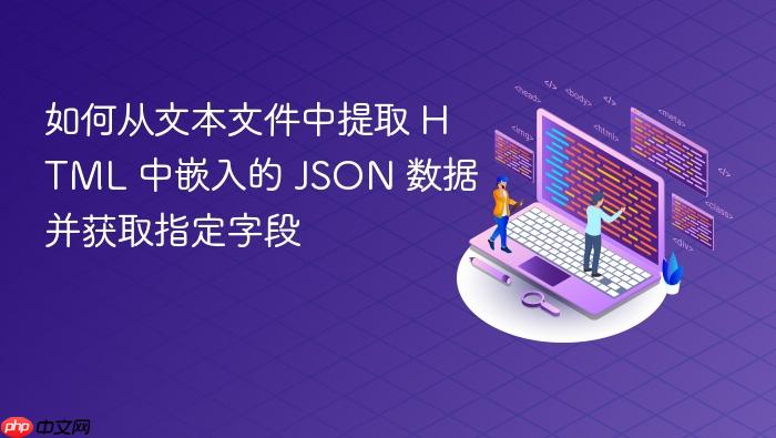 如何从文本文件中提取 HTML 中嵌入的 JSON 数据并获取指定字段
