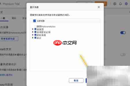 如何限制修改Malwarebytes设置