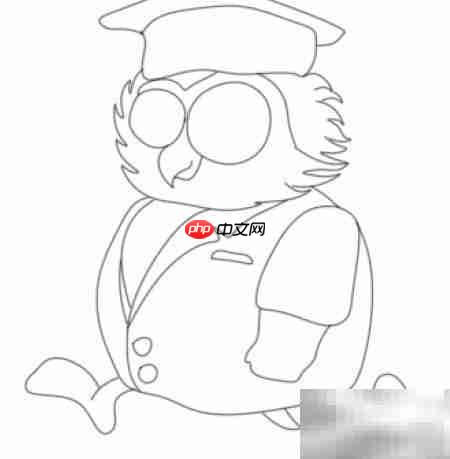 Q版猫头鹰博士简笔画