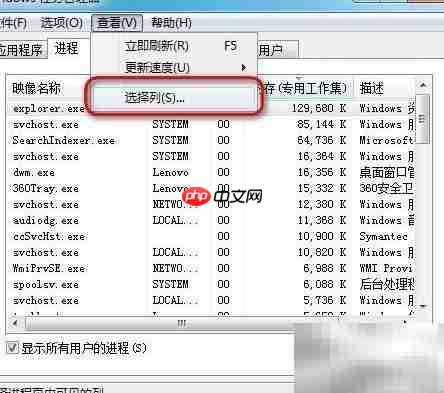 任务管理器查看进程句柄数