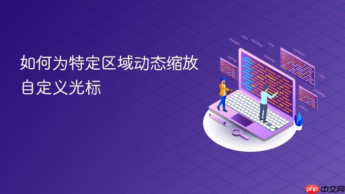 如何为特定区域动态缩放自定义光标