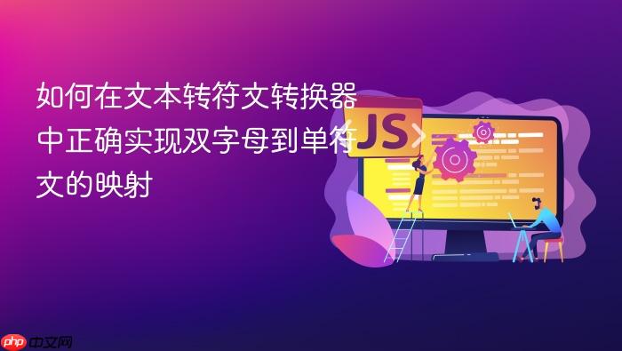 如何在文本转符文转换器中正确实现双字母到单符文的映射