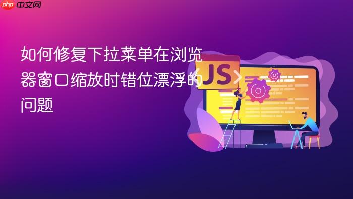 如何修复下拉菜单在浏览器窗口缩放时错位漂浮的问题