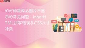如何修复商品图片不显示的常见问题:innerHTML拼写错误与CSS尺寸冲突