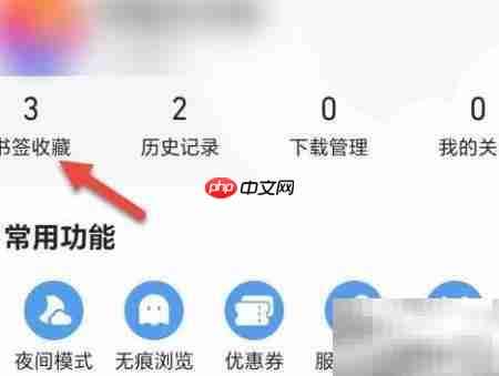QQ浏览器书签置顶方法