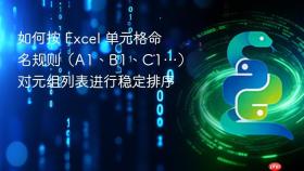 如何按 Excel 单元格命名规则（A1、B1、C1…）对元组列表进行稳定排序
