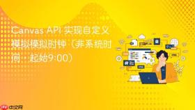 Canvas API 实现自定义模拟模拟时钟（非系统时间，起始9:00）
