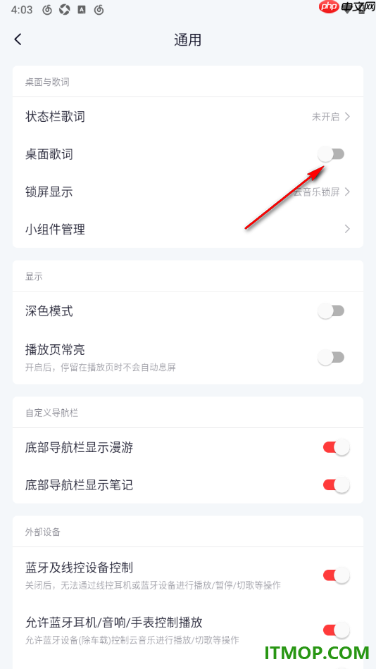 网易云音乐手机版设置启用桌面歌词的方法