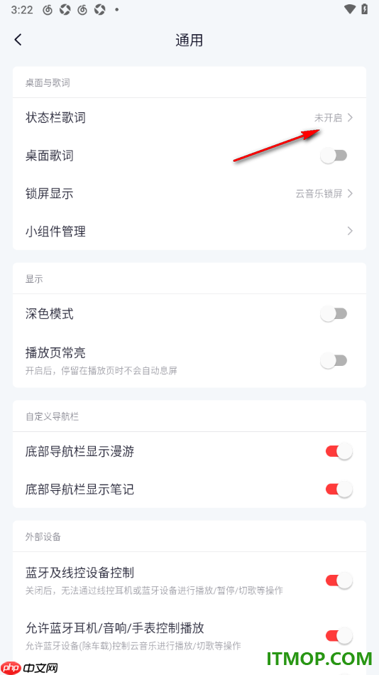网易云音乐手机版设置允许使用状态栏歌词的方法