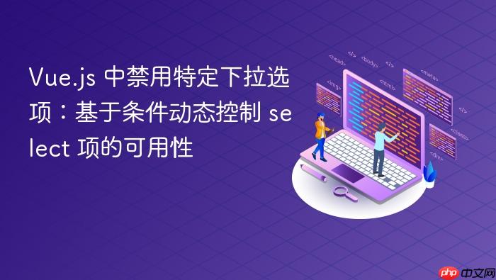 Vue.js 中禁用特定下拉选项:基于条件动态控制 select 项的可用性