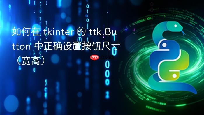 如何在 tkinter 的 ttk.Button 中正确设置按钮尺寸(宽高)