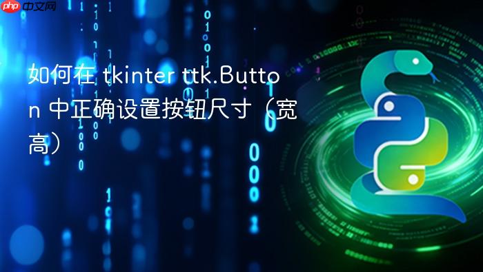 如何在 tkinter ttk.Button 中正确设置按钮尺寸（宽高）
