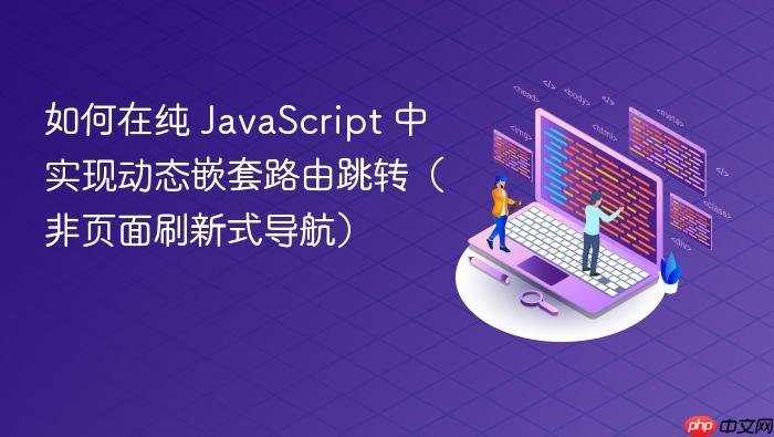 如何在纯 JavaScript 中实现动态嵌套路由跳转(非页面刷新式导航)