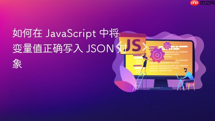 如何在 JavaScript 中将变量值正确写入 JSON 对象