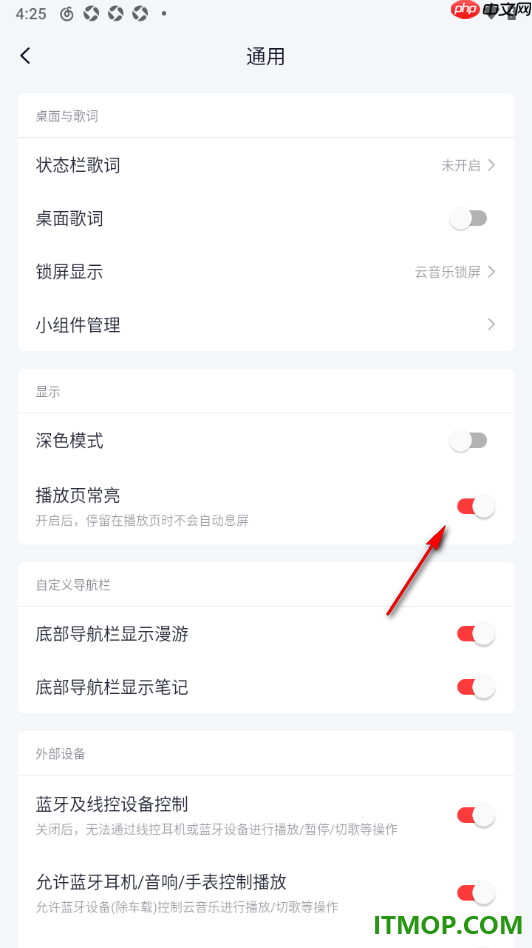 网易云音乐手机版设置播放页常亮显示的方法