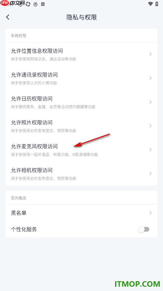 网易云音乐手机版设置允许麦克风权限访问的方法
