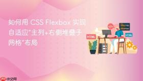 如何用 CSS Flexbox 实现自适应“主列+右侧堆叠子网格”布局
