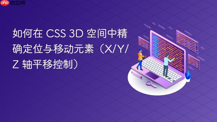 如何在 CSS 3D 空间中精确定位与移动元素(X/Y/Z 轴平移控制)