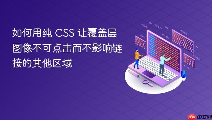 如何用纯 CSS 让覆盖层图像不可点击而不影响链接的其他区域
