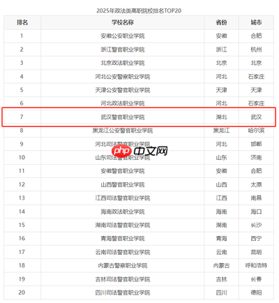 武汉专科学校排名情况