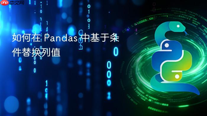 如何在 Pandas 中基于条件替换列值
