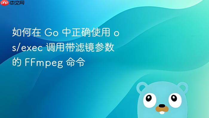 如何在 Go 中正确使用 os/exec 调用带滤镜参数的 FFmpeg 命令