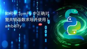 如何在 SymPy 中正确对复共轭函数求导并使用 lambdify