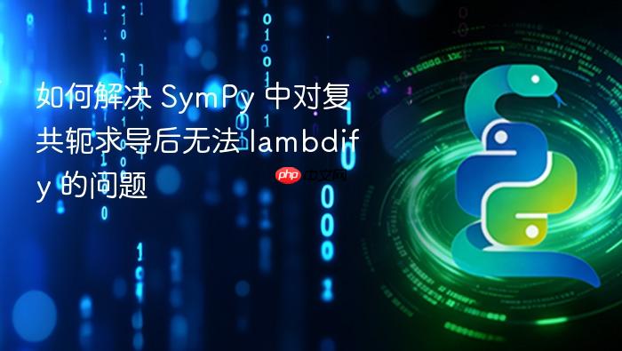 如何解决 SymPy 中对复共轭求导后无法 lambdify 的问题