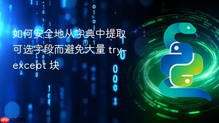 如何安全地从字典中提取可选字段而避免大量 try-except 块