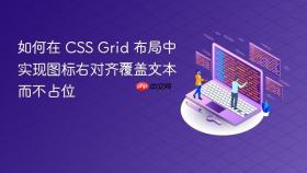 如何在 CSS Grid 布局中实现图标右对齐覆盖文本而不占位