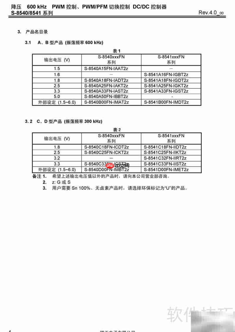 精工电S-8540/8541 DC/DC控制器