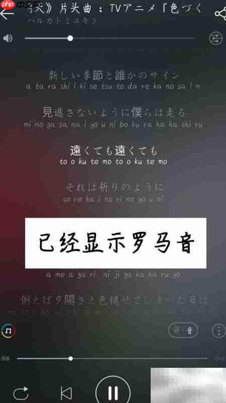 网易云歌词显示罗马音方法