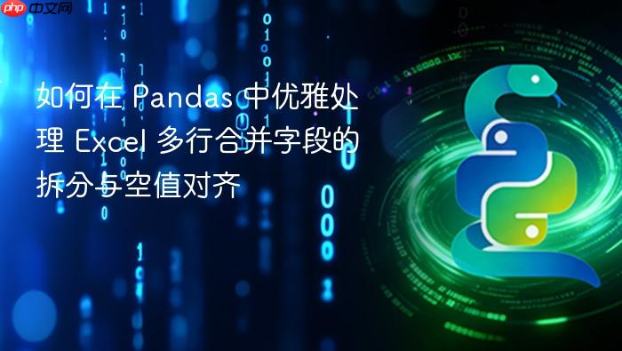如何在 Pandas 中优雅处理 Excel 多行合并字段的拆分与空值对齐