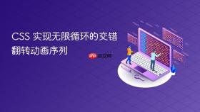 CSS 实现无限循环的交错翻转动画序列
