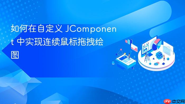 如何在自定义 JComponent 中实现连续鼠标拖拽绘图