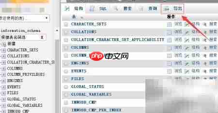 phpMyAdmin导出数据库步骤