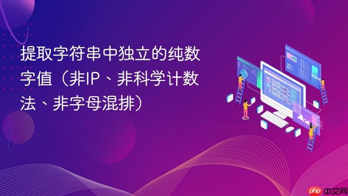提取字符串中独立的纯数字值（非IP、非科学计数法、非字母混排）
