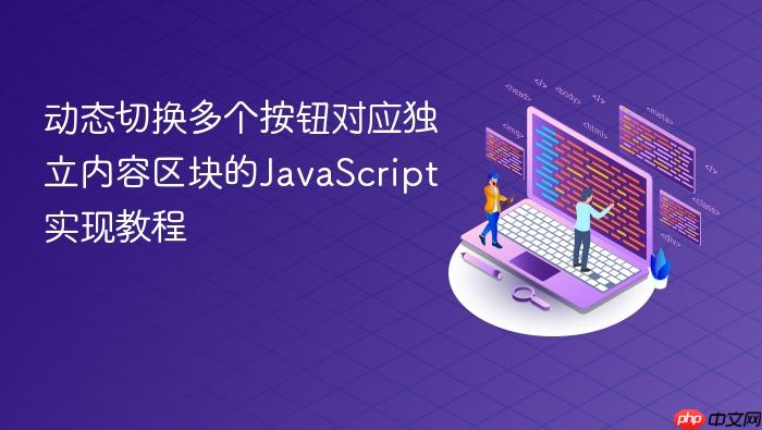 动态切换多个按钮对应独立内容区块的JavaScript实现教程