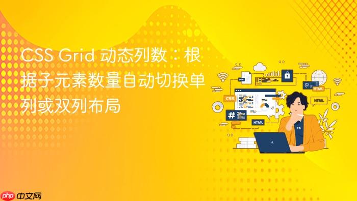 CSS Grid 动态列数:根据子元素数量自动切换单列或双列布局