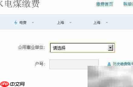 支付宝一键缴水电燃气费