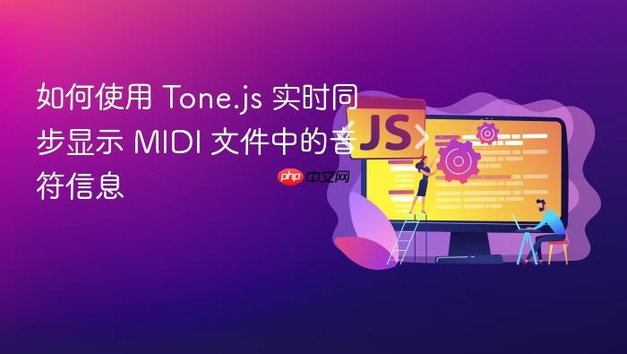 如何使用 Tone.js 实时同步显示 MIDI 文件中的音符信息

