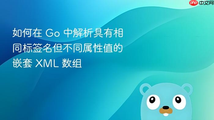 如何在 Go 中解析具有相同标签名但不同属性值的嵌套 XML 数组
