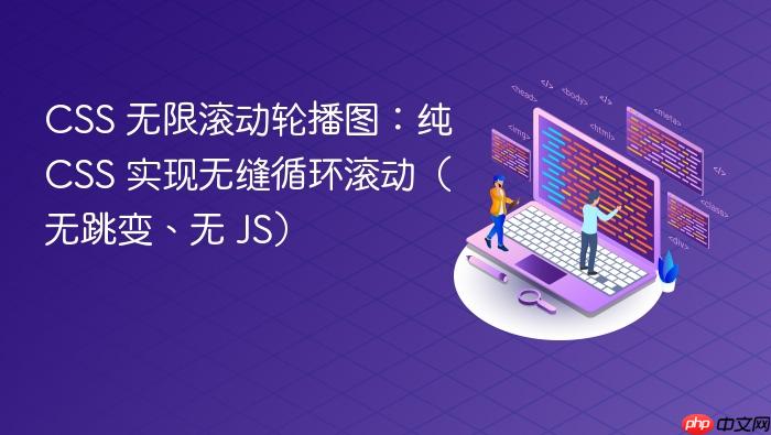 CSS 无限滚动轮播图：纯 CSS 实现无缝循环滚动（无跳变、无 JS）
