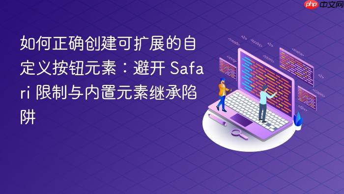 如何正确创建可扩展的自定义按钮元素:避开 Safari 限制与内置元素继承陷阱
