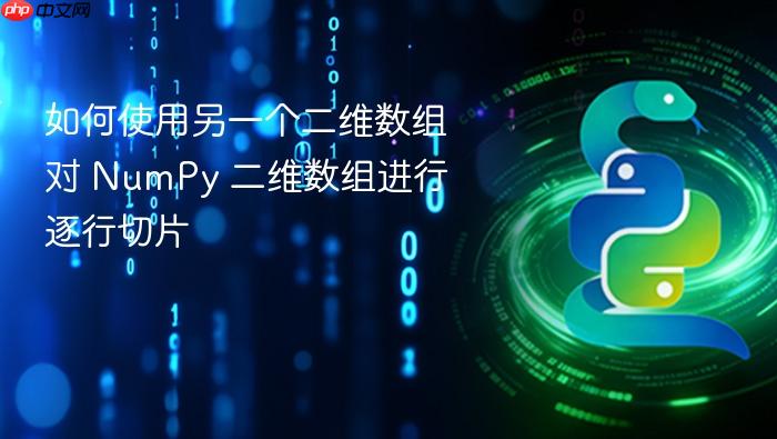 如何使用另一个二维数组对 NumPy 二维数组进行逐行切片