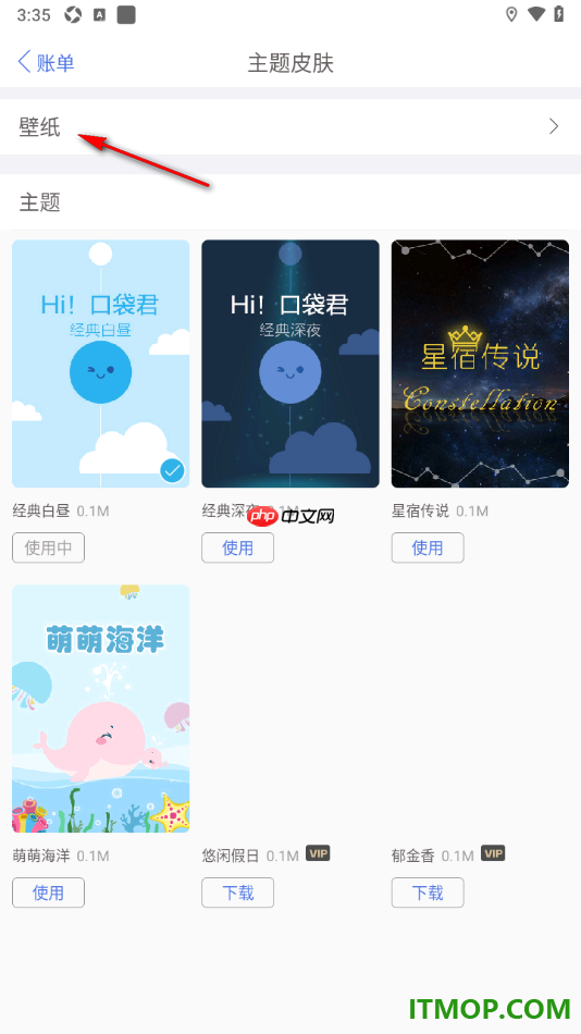 口袋记账手机版设置自定义更换界面主题壁纸的方法